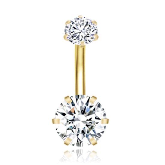 LGT JWLS Lookinggoodtoday Piercing met 6-kant Zirkonia - Hexagon Goudkleurig
