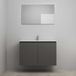 Meuble de salle de bain en ligne - 100 cm - Kit - 2 portes sans poignée - Lavabo en porcelaine - 1 trou de robinet - Miroir - Anthracite mat