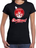 Bellatio Decorations Shoppartners Bv Rendier Kerstbal shirt / Kerst t-shirt Merry Christmas zwart voor dames - Kerstkleding / Christmas outfit XXL