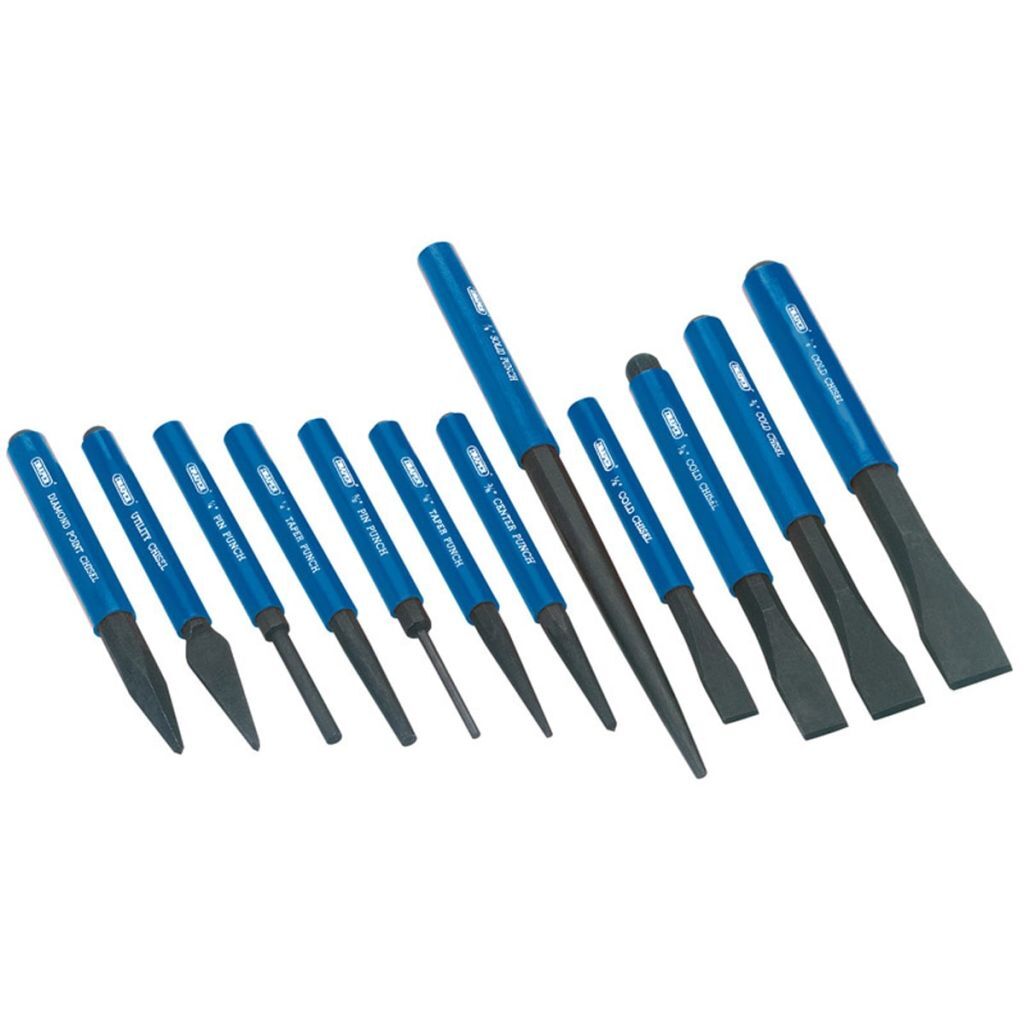 Draper Tools Koudbeitel en drevel set blauw 12-dlg 26557