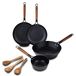 Set de cuisine, 5 pièces : cocotte 28 cm, wok 24 cm, casserole 24 cm, casserole à manche 16 cm