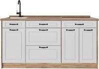 Vicco Keukenblok R-Line, Blanc campagne/Chêne doré, 160 cm