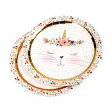 Homéa Set van 6 papieren borden D23 cm boho kat