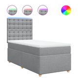 vidaXL Boxspringbed met matras, lichtgrijs, 100x200 cm, gestoffeerd