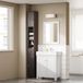 SoBuy Armoire de salle de bain haute, meuble avec étagères, marron, moderne, modèle BZR34-II-BR