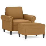 vidaXL Fauteuil met voetenbank fluweel bruin