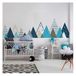 Muursticker, Tipika Muursticker, zelfklevend, voor kinderen, enorme decoratie, Scandinavische bergen voor kinderkamer, tipika, 95 x 360 cm
