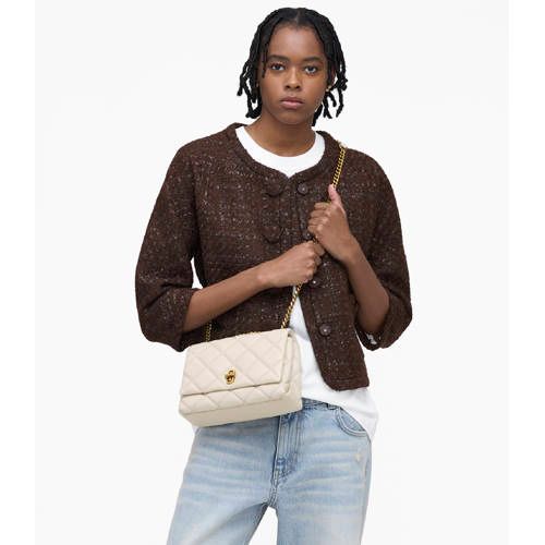 Marc Jacobs leren schoudertas The Slim Dual Chain ecru