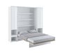 CONCEPTION PRO Lit mural escamotable 140x200 cm blanc/blanc brillant (vertical) avec armoires