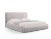 Lit coffre avec tête de lit 140x200cm en chenille gris clair