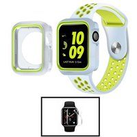 SZSMART Kit Armband Sport Versterkte Beschermende Hoes Hydrogel Film voor Apple Watch Series 9 Aluminium 41Mm Grijs Groen