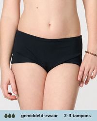 moodies period undies Moodies zwemkleding tiener - Boxer bikini broekje - gemidddeld-zwaar kruisje - maat 176/188 (M) - Zwart