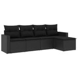 vidaXL 5-delige Loungeset met Kussens Poly Rattan Zwart
