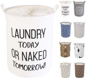 LessMo 19,7 inch wasmand met trekkoord, opbergsorteerder, pop-up wasmand opvouwbaar, waterdicht rond katoenen linnen voor slaapkameropslag babykleding speelgoed