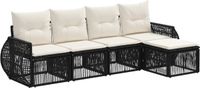 vidaXL Tuinbank Set 5 st Zwart en Crème Wit poly rattan