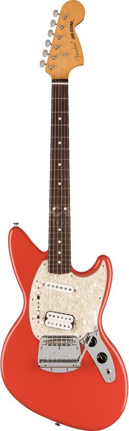 Fender Kurt Cobain Jag-Stang RW Fiesta Red elektrische gitaar met deluxe gigbag