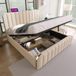 STILVORA Gestoffeerd Bed 140x190 cm – Tweepersoonsbed Met USB En Type-C Oplaadfunctie – Hydraulische Opbergruimte – Zonder Matras – Stof – Beige