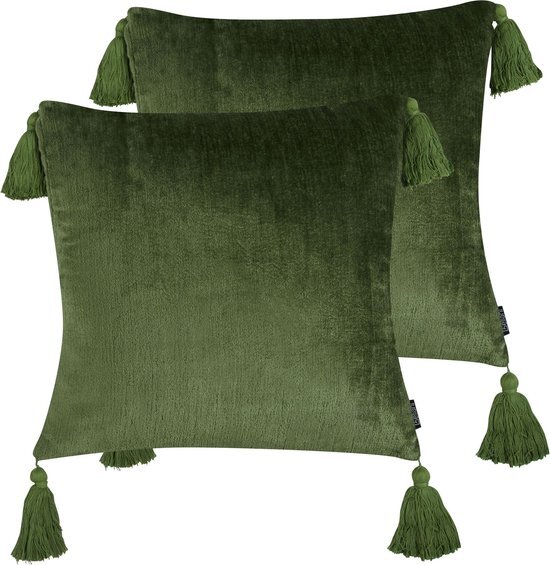 HIZZINE - Sierkussen set van 2 - Groen - 45 x 45 cm - Fluweel