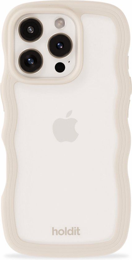 Holdit Wavy Case geschikt voor Apple iPhone 16 Pro - Transparent / Light Beige