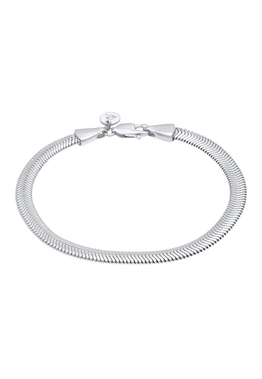 Elli PREMIUM Elli PREMIUM Elli PREMIUM Armband Dames platte Elegante Slangenketting Visgraat Trend in 925 Sterling Zilver Armbanden