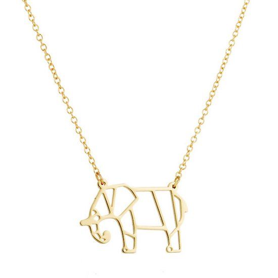 LGT JWLS LGT Jewels Dames ketting Origami elephant Goudkleurig