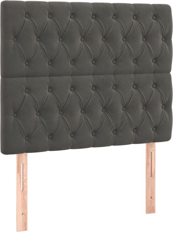 vidaXL Hoofdbord Donkergrijs Fluweel 100x7x118/128 cm