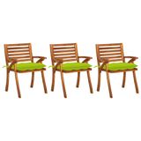 vidaXL Fauteuils de jardin 3 pcs avec coussins bois d'acacia massif