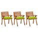 vidaXL Fauteuils de jardin 3 pcs avec coussins bois d'acacia massif