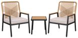 Meubles de jardin 3 pièces - Ensemble de balcon avec 2 chaises et table - Rotin synthétique - Cadre en métal - Coussins d'assise - 160 kg - Beige clair