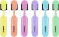 Kores BRIGHT LINER Pastel Markeerstiften, Set van 6