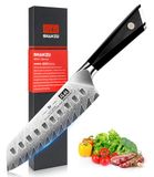 SHAN ZU Damascusmes, Santokumes, Keukenmes 18 cm, Koksmes, Damascus 10Cr15MoV Roestvrij Staal, Scherp Meslemmet, Ergonomisch G10-Handvat, Prachtige Geschenkverpakking