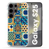 Cokitec Samsung Galaxy S25 hoes, textuur cementtegels, oranje