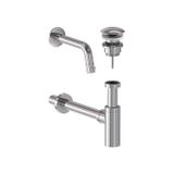 MAY Stilo Fonteinkraan Combiset MAY Stilo Wandmodel Fonteinkraan, Designplug Always Open & Designsifon Chroom