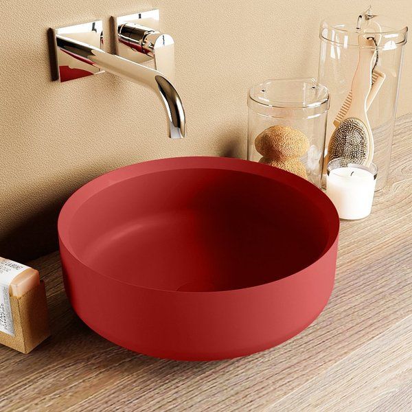 Mondiaz Coss waskom 36x36x13cm rond opbouw Solid Surface Fire
