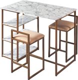 Teamson Home Marmo Ontbijt Tafel - Nep Marmeren/Messing Afwerking