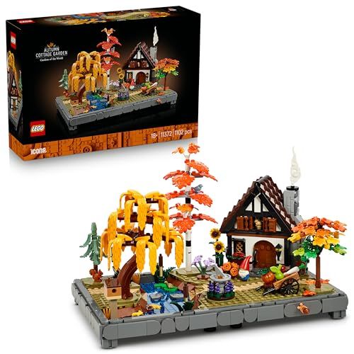 LEGO Icons: Herfsttuin met Cottage – Miniatuur Bouwpakket voor Volwassenen en Herfstdecoratie met Huis, 4 Bomen, Dieren en Bloemen – DIY Woondecoratie – Cadeau-Idee – 11372
