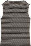 Tom Tailor Jacquard top met opstaande kraag - Maat XS - black knit structure stripe