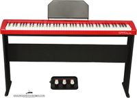 GPPD Digitale Piano met 88 Gewogen Toetsen – Home Stage C8 rood Inclusief Onderstel en 3 Pedalen