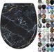 Wan GmbH Abattant de WC en Duroplast avec mécanisme Soft-Close et système de fermeture rapide, forme O, marbre noir
