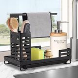 Ibenzoa® Slimme Roestvrij Stalen Gootsteenorganizer met Verstelbare Doekhouder voor Keuken en Badkamer
