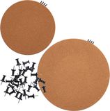 Zeller Present Handels Gmbh Prikborden - 2x - incl. 30x punaises - rond - 30 cm - 44 cm - kurk