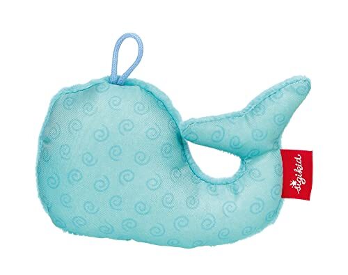 Sigikid Greifling Wal, RedStars babyspeelgoed met rammelaar: grijpen, ontdekken, spelen, voor baby's vanaf de geboorte, art.nr. 42894, blauw 11 cm