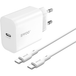 BWOO Chargeur secteur avec câble USB-C BWOO CDA233, 20W, 3A, 1 x USB-C, Blanc