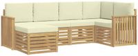 vidaXL - Buiten - bank - set - 6 - st - Wit - en - crèmekleurig - Polyester