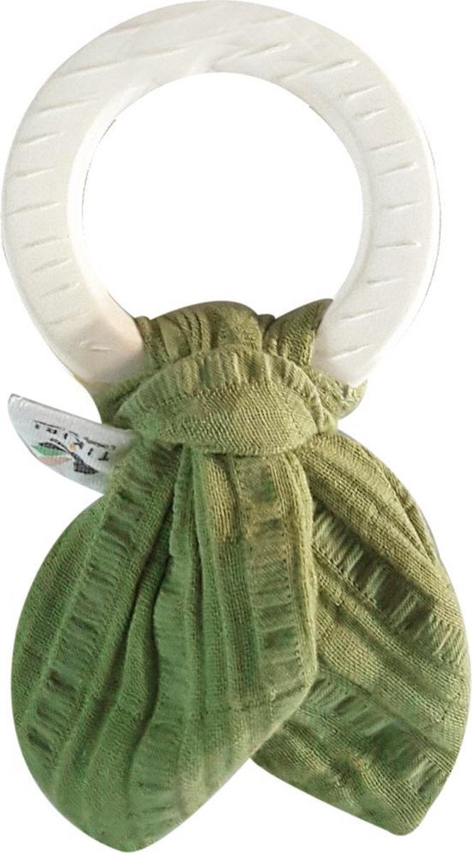 Tikiri Natuurrubber bijtring 8597011 groen, grijpling voor baby's en kinderen vanaf 0+ maanden, 15 cm