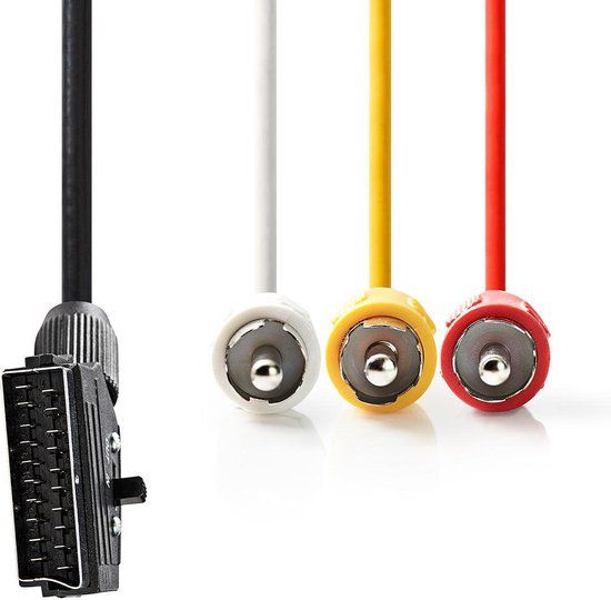 Nedis SCART-Kabel - SCART Male - 3x RCA Male - 2m - Zwart