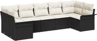 vidaXL - Tuinbank - Set - 2 zitplekken - Zwart en crème - Polyrattan - Inclusief tafel