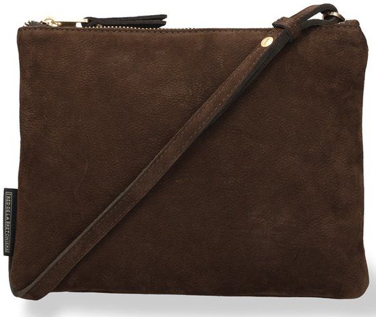 Fred de la Bretoniere BREGJE Crossbody Nubuk Leather Dark Brown