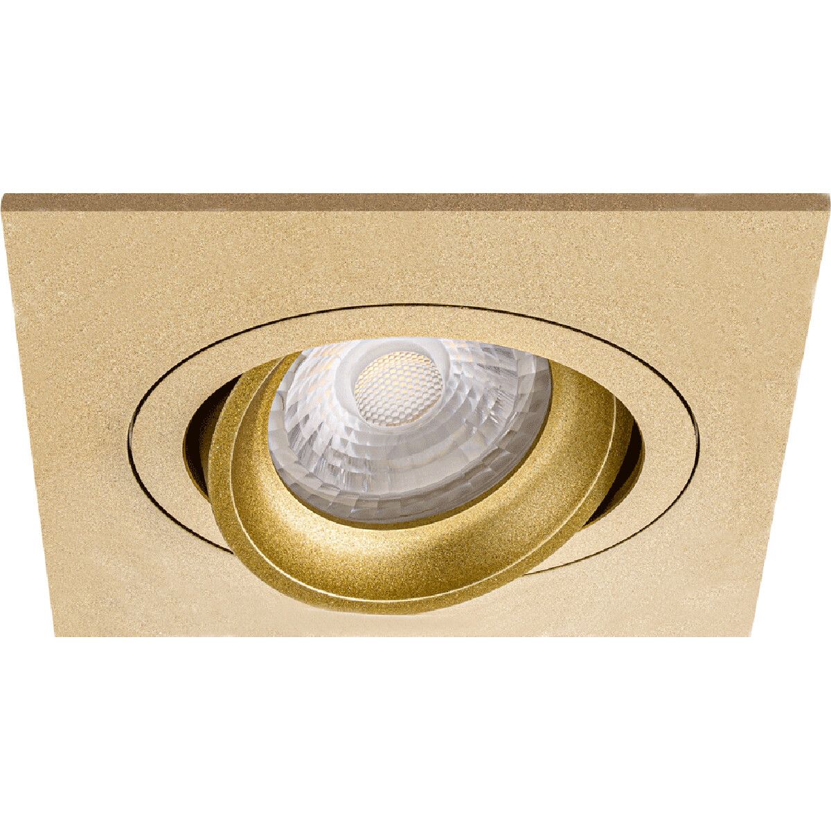 BES LED Spot Armatuur GU10 - Pragmi Borny Pro - Inbouw Vierkant - Mat Goud - Aluminium - Kantelbaar - 92mm