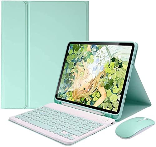 Fbewan iPad Pro11 inch 2018-hoes met toetsenbord met muis Afneembare draadloze Bluetooth 7-kleuren toetsenbord met achtergrondverlichting Potloodhouder Slanke lederen Smart Cover voor iPad Pro 11 inch 2018